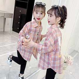 女童薄款衬衫2025秋装6春秋8儿童纯棉潮春夏衬衣12小女孩上衣外套