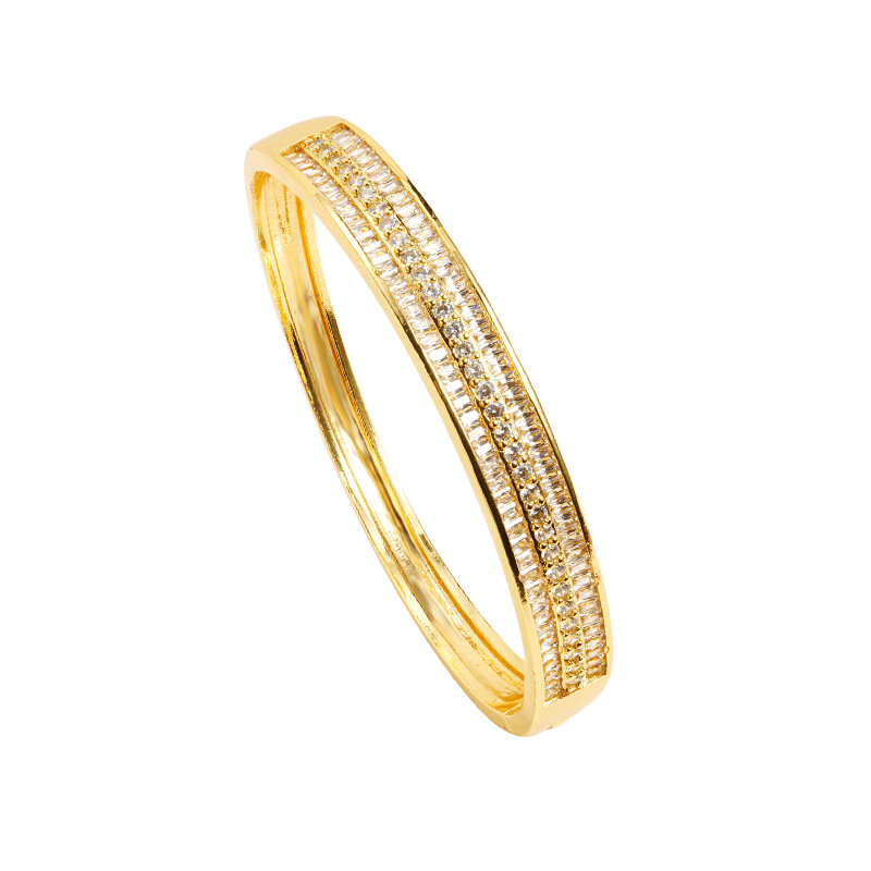 Gufasha oro galvanizado 18 quilates pulsera de hebilla de oro europeo y americano anillo de diamantes abierto joyería de lujo transfronteriza al por mayor