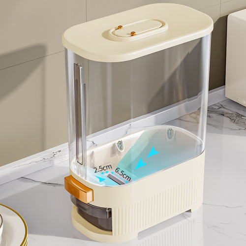 Household Anti-insect and Moisture-proof Sealed Food Grade Rice Bucket for Flour Storage Transparent Automatic Rice Dispenser Pressed Rice Bin