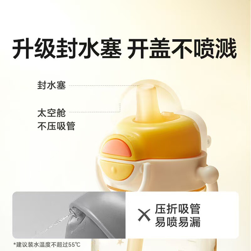 【正品包邮】皇宠大眼萌水杯儿童学饮吸管杯ppsu直饮防喷漏喝水壶|undefined