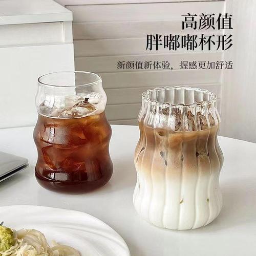 Cloud Cup Coffee Glass Cup with Straw Borosilicate Juice Cup Spiral Cup Plump Cold Drink Cup Milk Tea Cup