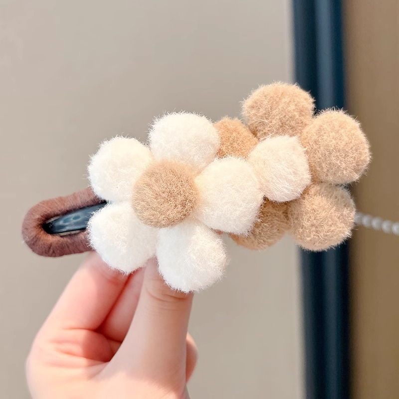 Mellard flores de boca de pato temperamento versátil cabeza trasera cabello de cabello de alta sensación de cabello de otoño y invierno