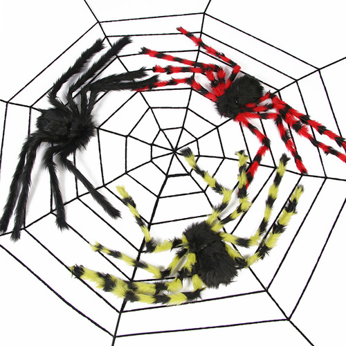 Spider web Halloween spider party decoration props spider web mystery room pranks simulation plush spider wholesale
