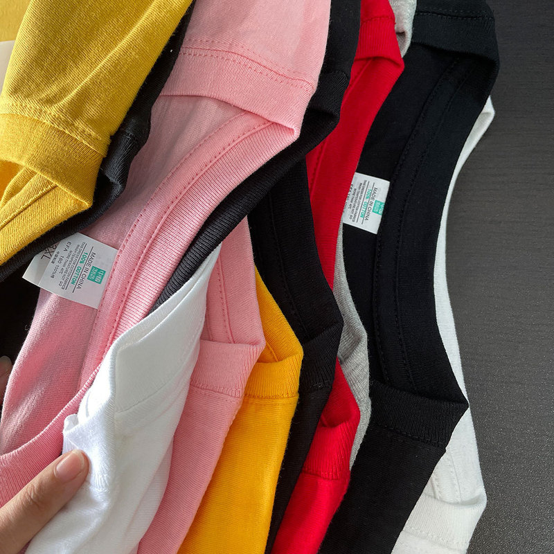 Heavy WeighT 210g CoTTon Round Neck ShorT-sleeved T-shirT Glossy Men's and Women's Summer Tops Loose BoTToming ShirT FacTory DirecT Sale