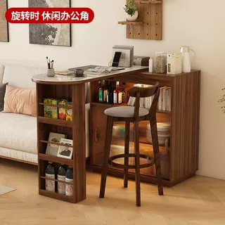 吧台桌客厅岩板纹餐边柜隔断一体小户型中岛台储物柜子中岛台