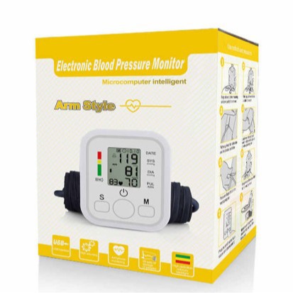 Monitor de presión arterial electrónico transfronterizo con brazalete, tensiómetro de uso doméstico, dispositivo de presión arterial de alta precisión, máquina de presión arterial para comercio exterior, bilingüe (chino e inglés)