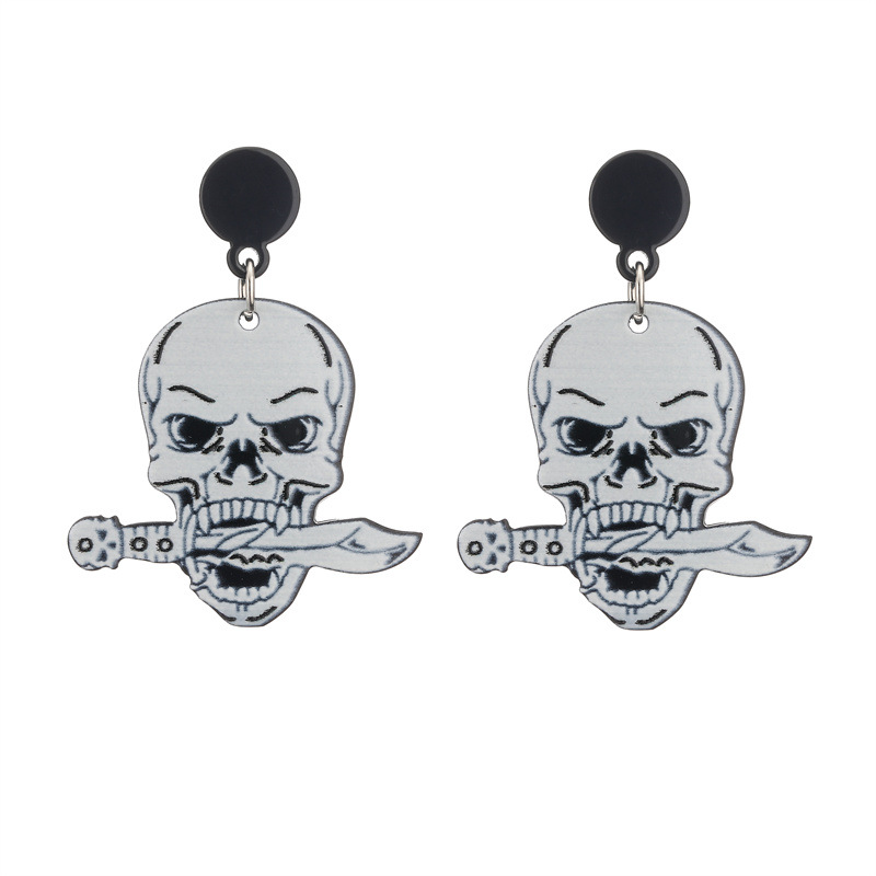 Cross-border araña gato Halloween pendientes moda personalidad acrílico pata bruja fantasma pendientes