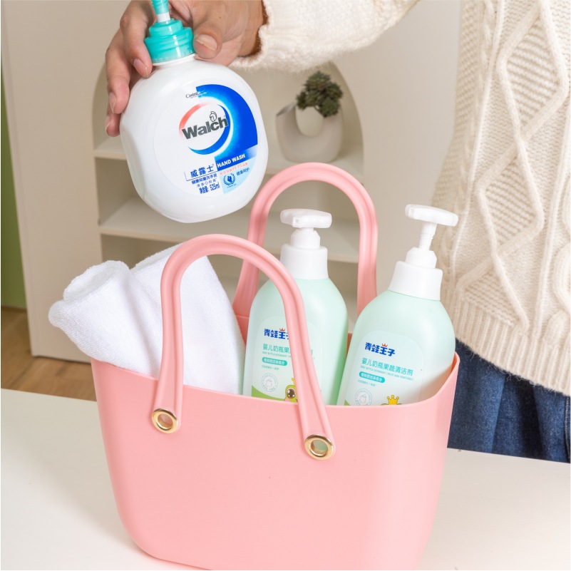 Nueva moda cesta de regalo de mano de plástico cesta de regalo de cumpleaños bolsa de baño cesta niños picnic cesta de almacenamiento