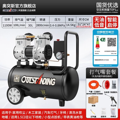 Air Compressor: industrial-grade, oil-free, small - energy-efficiency-220v100-models-available-30l-1100w-standard-package-tire-inflator1st-level-energy-efficiency-dual-cylinder-2nd-level-motor