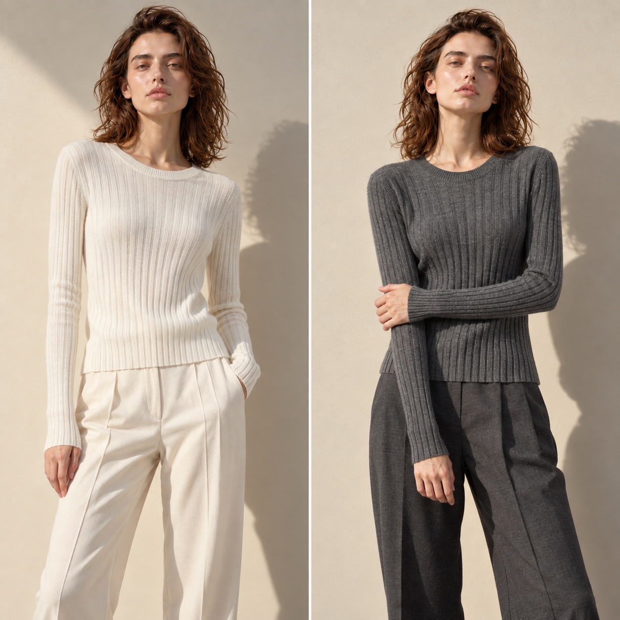 2026 Autumn/Winter Cashmere Base Layer U-Neck Wool Knit Pullover Women's Versatile Ribbed Sweater Elegant Women's Fashion