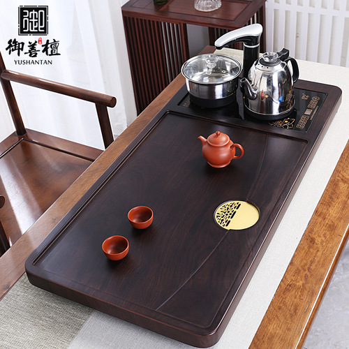 Tea Tray Solid Wood Black Ebony Tea Table Integrated Fully Automatic Electric Wood Tea Set Household Simple Tea Tray Wholesale 
