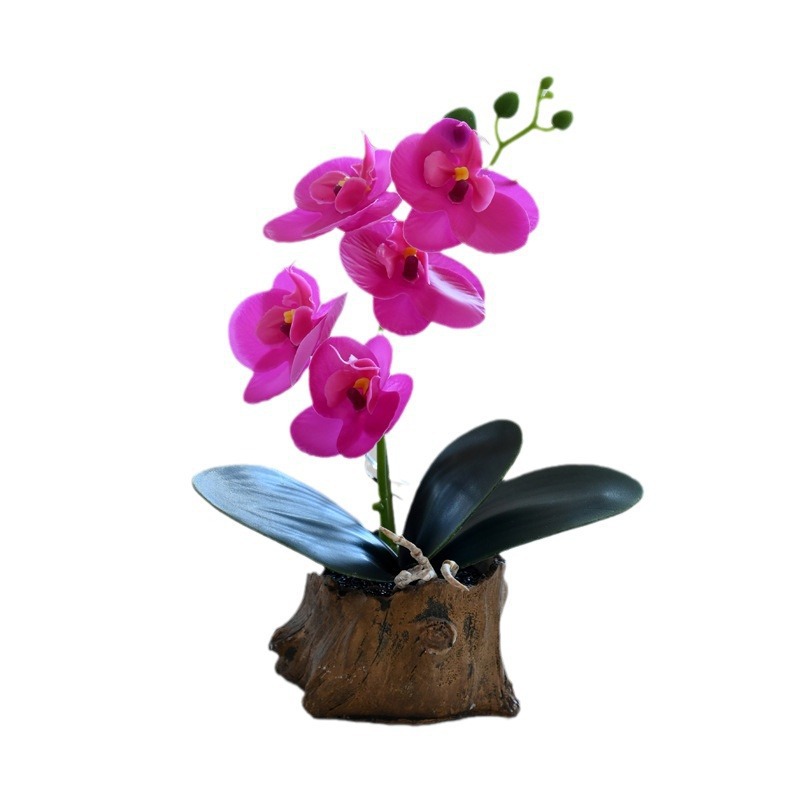Flor falsa sensación de orquídea mariposa pequeña sala de estar bonsai escritorio porche de imitación flor verde decoración flores artificiales image 6
