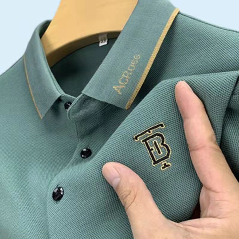 (Soporte de entrega de una pieza) Camiseta de manga corta para hombre de verano solapa más tamaño Polo camisa joven y de mediana edad al por mayor ropa de hombre