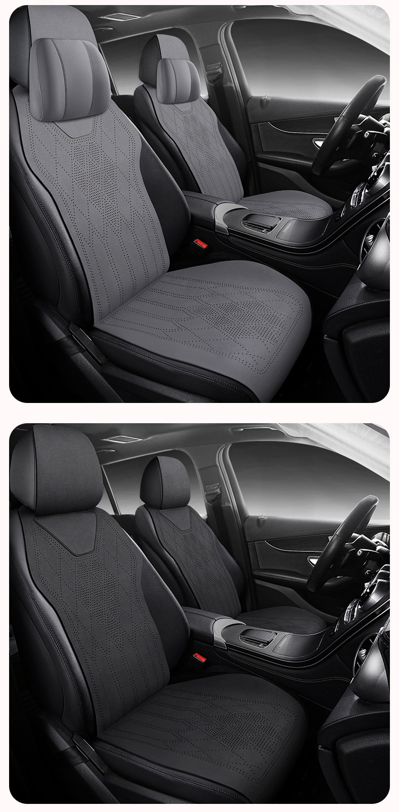 Customized all-season car seat cushion, suede perforated seat pad, breathable high-grade artificial leather saddle pad