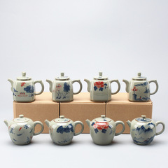 復古老陶泥茶壺手繪泡茶壺家用中式小茶壺單壺帶過濾簡約功夫茶具