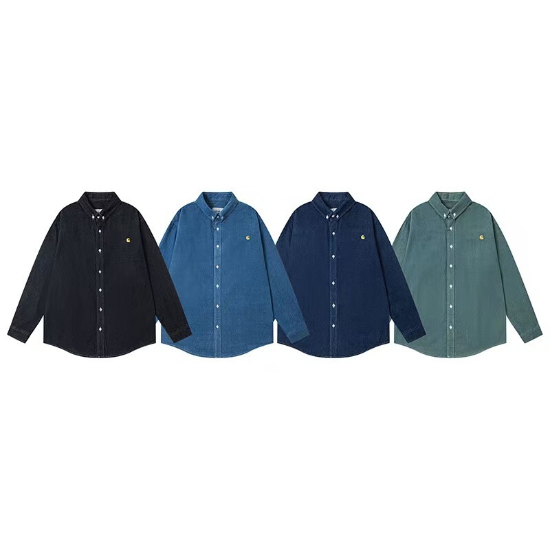 In-stock Carhartt autumn and winter new classic gold label embroidered logo casual unisex washed denim shirt jacket In-stock Carhartt autumn and winter new classic gold label embroidered logo casual unisex washed denim shirt jacket