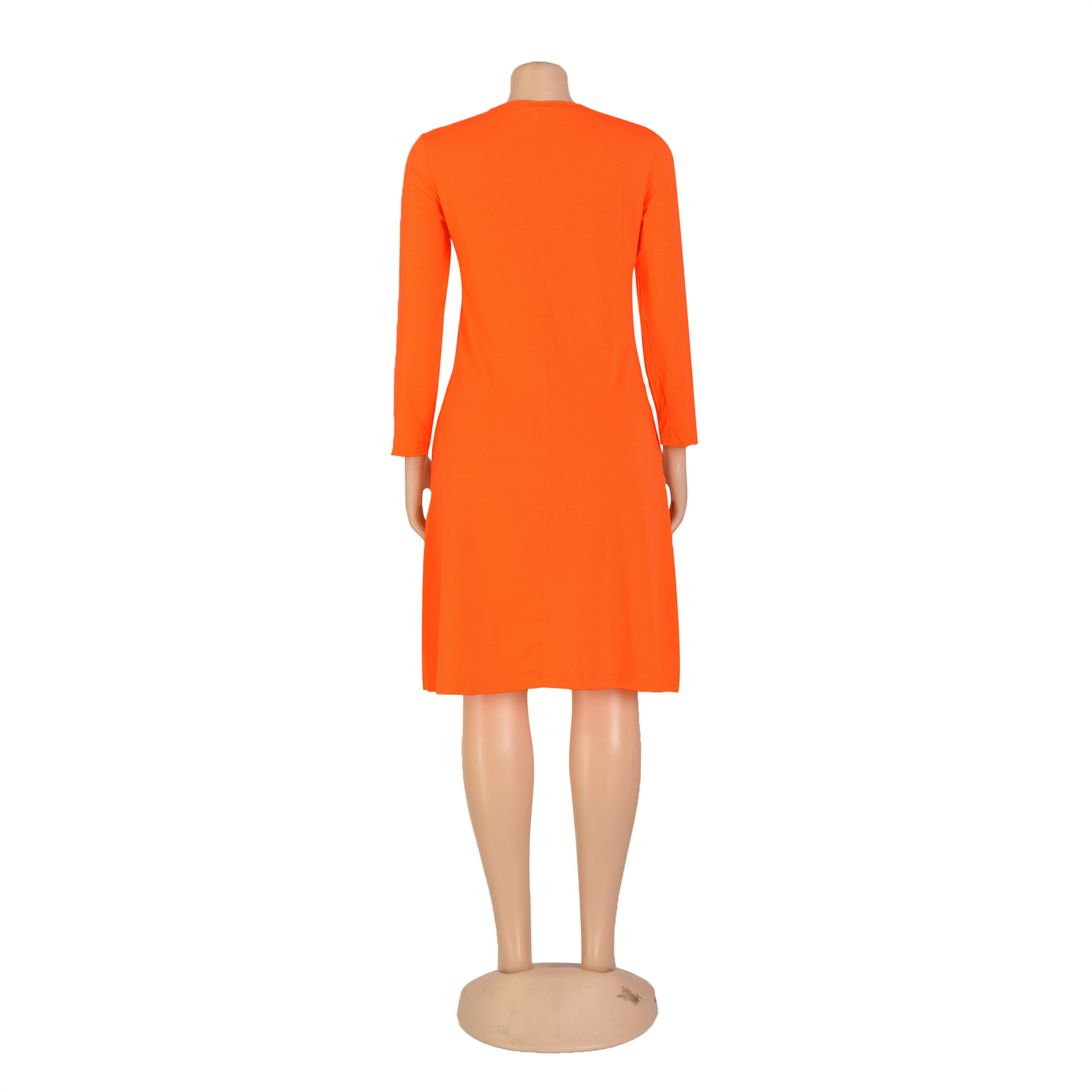 Women Clothing Dress Long Sleeve T-shirt Mid Solid Color Basic Summer Autumn