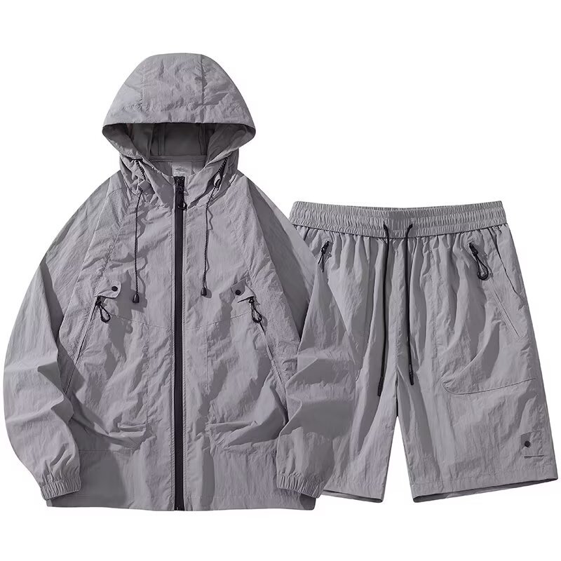 Cross-border Summer Long-sleeved Hooded Sunscreen Clothing suit Men's Skin Clothing Couple Breathable Outdoor Fishing Mountaineering Sunscreen Clothing