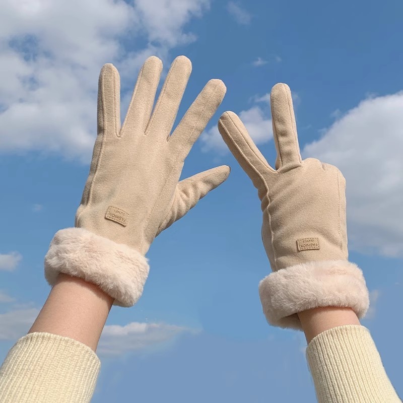 手套女士冬天加绒保暖学生可爱骑行防寒开电动车秋冬季加厚可触屏|undefined