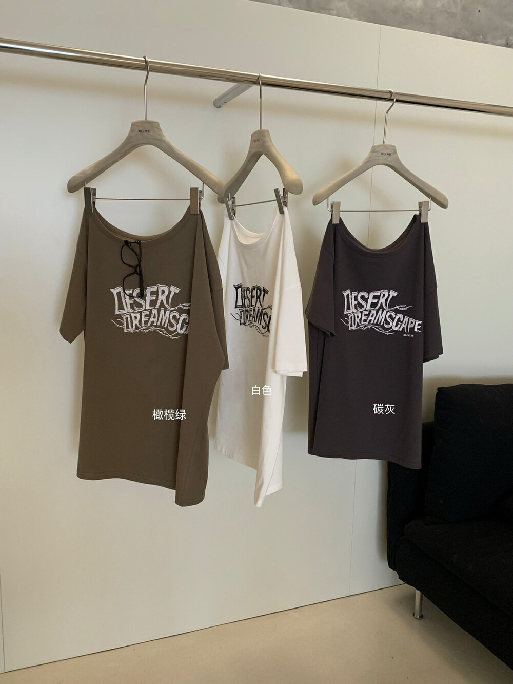 WGWE coreano verano letras antiguas impresión casual oversize hombro oblicuo superior camiseta de manga corta mujer W5626 image 6
