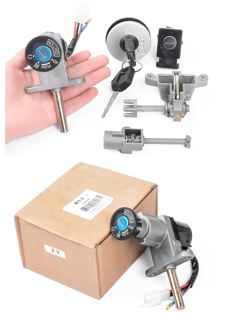 Old Motorcycle Lingying Zy125 Full Car Lock Electric Door Lock Scooter Set Lock Power Lock Front Lock Fuel Tank Cover