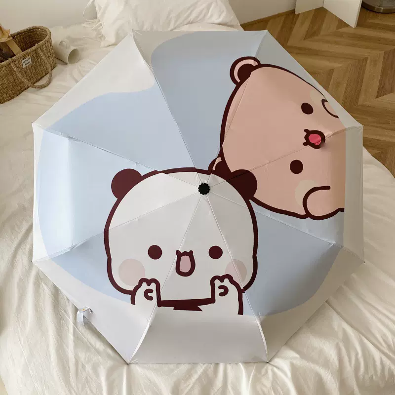 一二布布情侣可爱卡通漫画太阳伞女学生自动防晒防雨晴雨两用雨伞