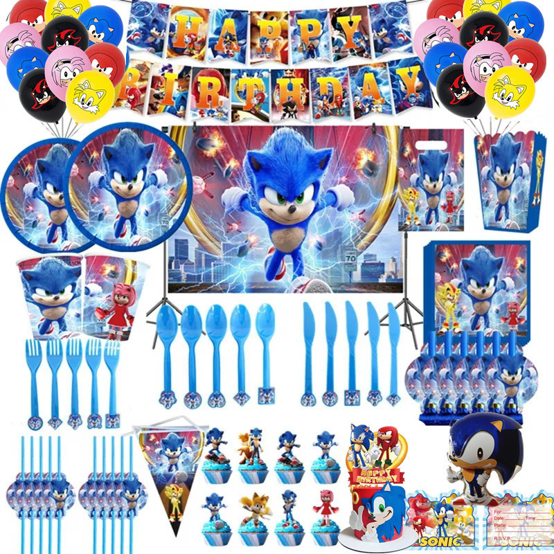 Sonic the Hedgehog Tablecloth Flag Plate Tableware Set Sonic Boy Birthday Party Arrangement Decoration Supplies Sonic the Hedgehog Tablecloth Flag Plate Tableware Set Sonic Boy Birthday Party Arrangement Decoration Supplies