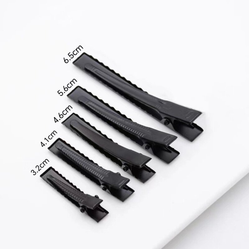 DIY Multi-Specification Spray-Painted Black Square Duckbill Clips, Hair Clips, Metal Clips, Hair Root Clips, Professional Hair Salon Use