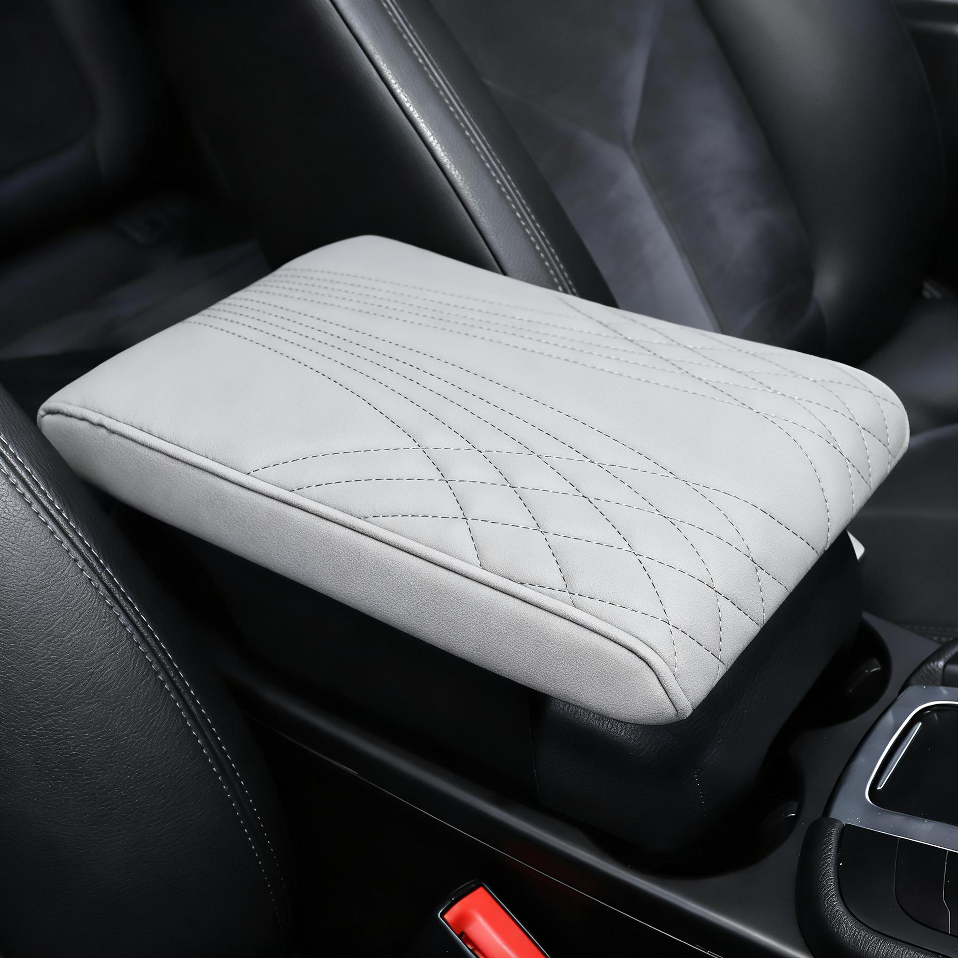 Armrest box pad | Universal Foam Heightening Pad - angel-pattern-memory-foam-armrest-heightening-pad-gray