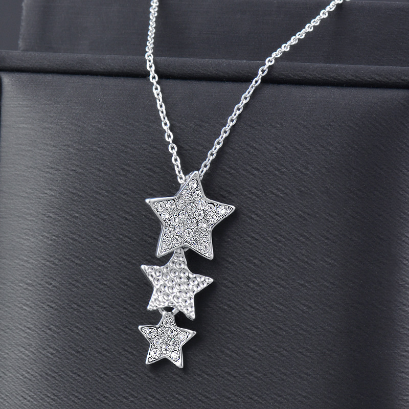 Simple Style Star Titanium Steel Inlay Rhinestones Pendant Necklace 1 Piece