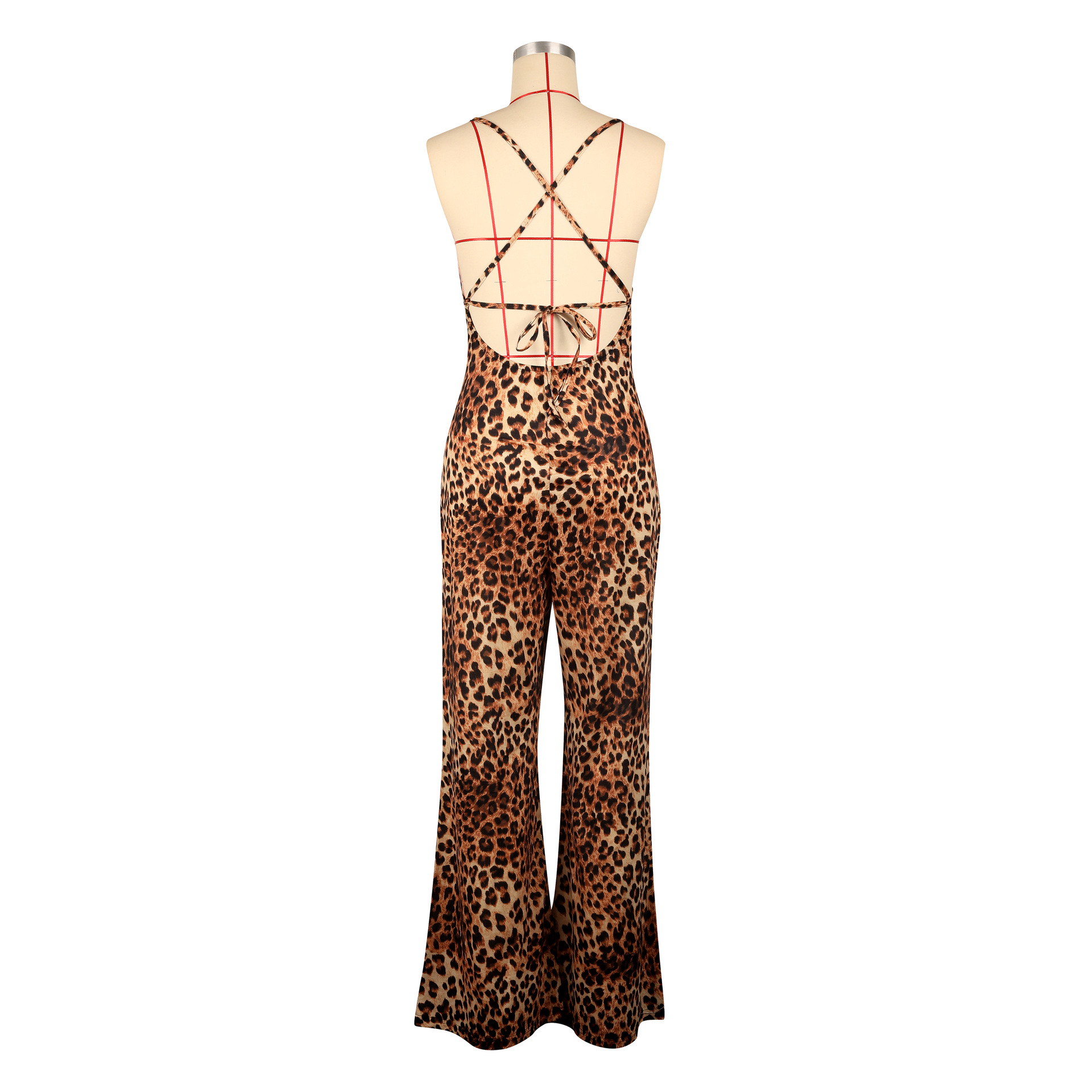 Women Clothing Leopard Print Jumpsuit Sling Micro Pull Sleeveless Jumpsuit Summer