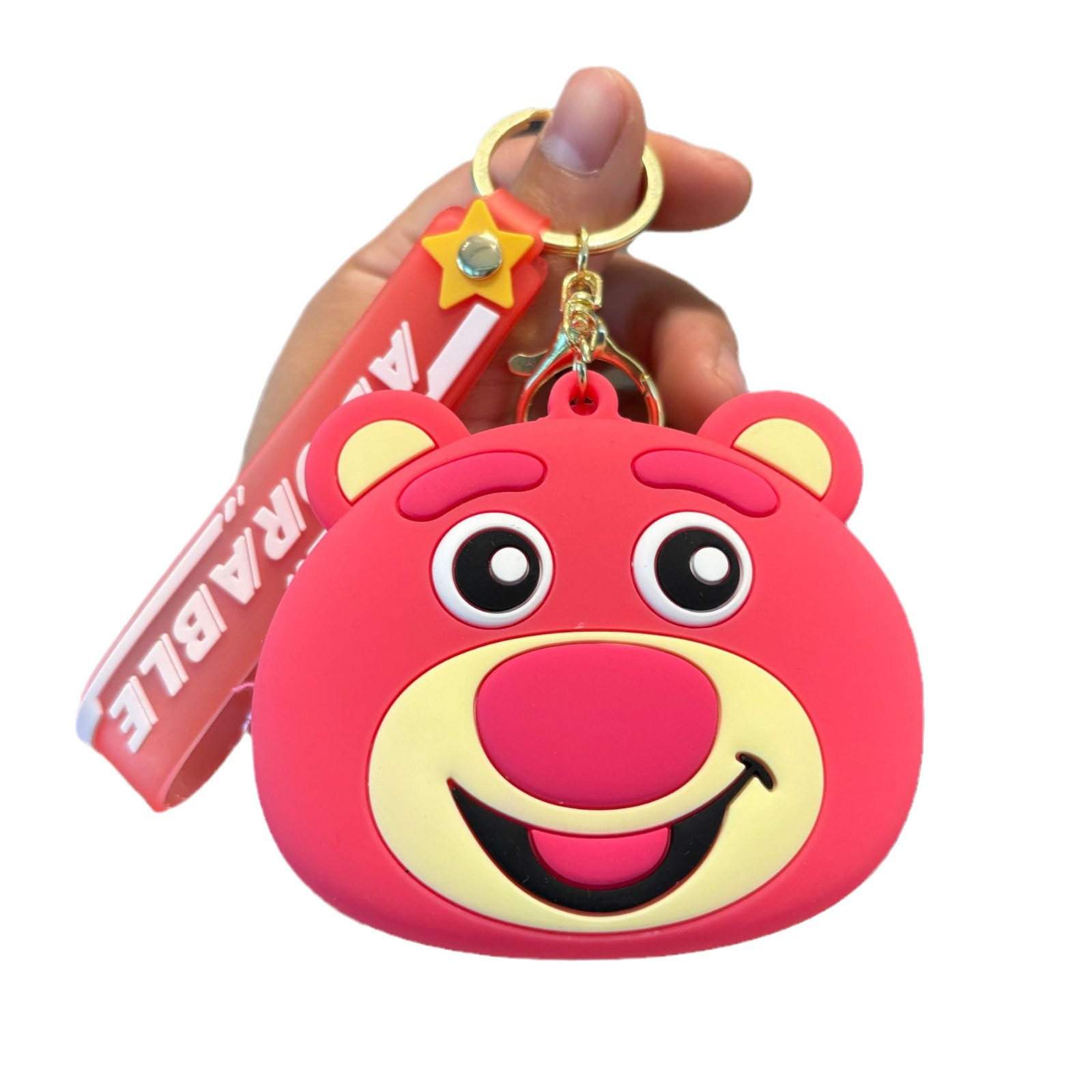 Strawberry Bear Monedero Bolso Llavero Pareja Linda Bolso Llavero Muñeca Colgante Agarre Baby Machine Regalo