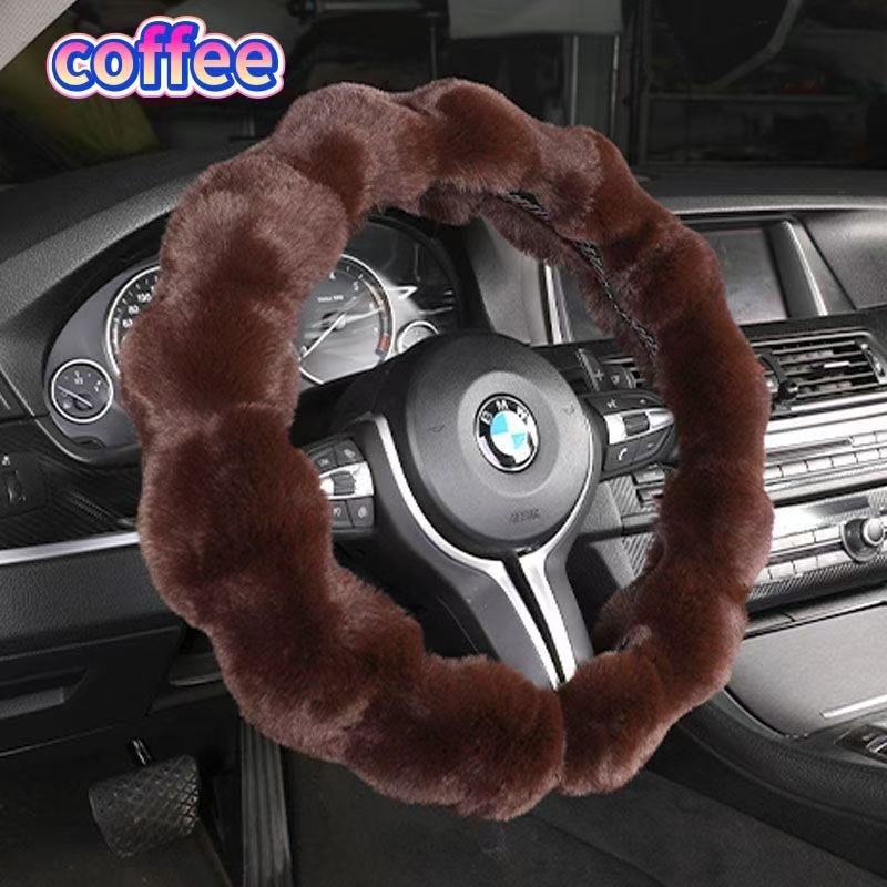 Amazon Cross-Border Labeling Bubble Plush Cartoon Car Sports Steering Wheel Non-Slip Short Hair Winter Warm Handle Cover