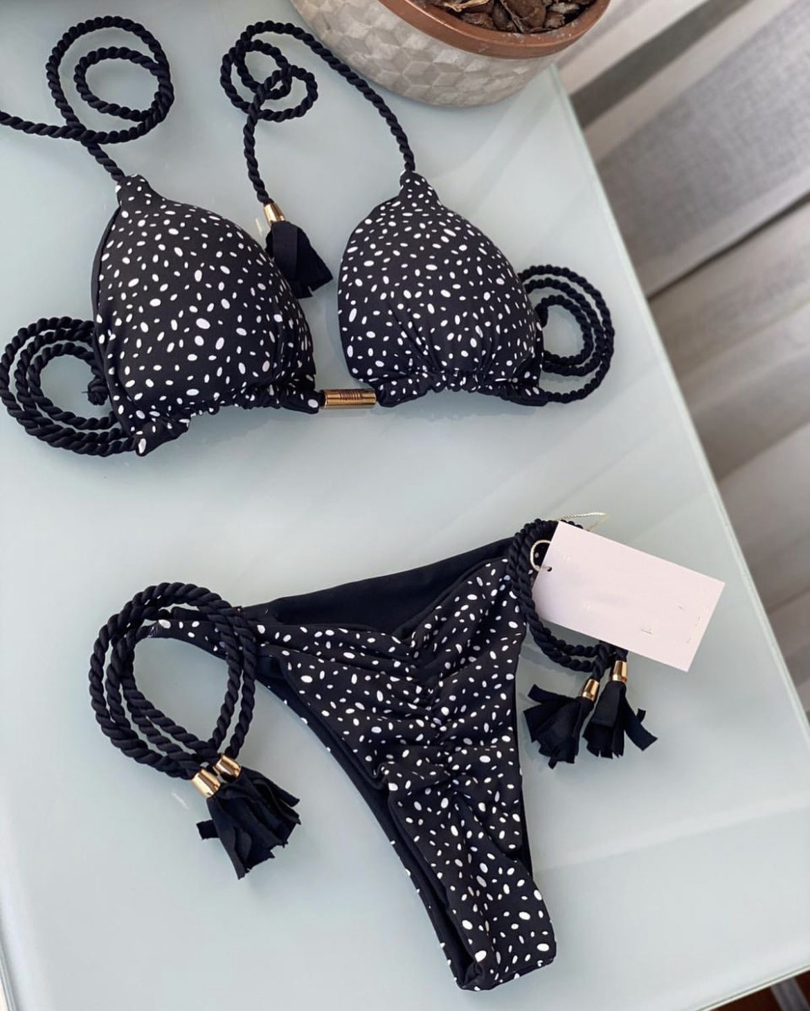 Frau Punktmuster Leopard 2-Teiliges Set Bikinis Bademode display picture 5