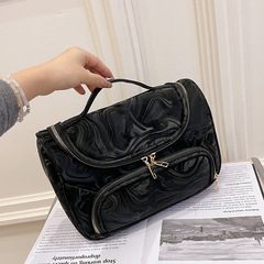 跨境新款簡約化妝包便攜大容量手提高顏值純色百搭收納洗漱包代發