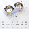 Spot wholesale Pippi iced porcelain printing two -in -one pet double bowl of non -slip bottom band of stainless steel bowl dog bowl