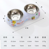 Spot Wholesale Pippi Iced Фарфоровая печать двух -в одном PET Double Bowl некалебной нижней полосы чаши для собак из нержавеющей стали чаши для собак