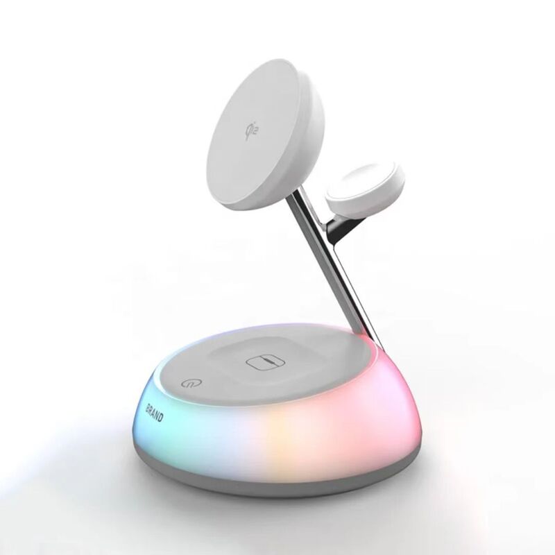 Kc Qi2 Four-In-One Car Wireless Charger Foldable Night Light Led Bedside Lamp Phone Holder Cross-Border