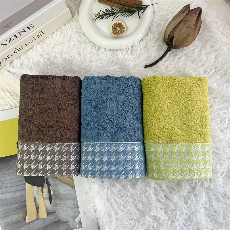 Fresh houndstooth bamboo fiber towel plain broken face towel lint-free non-fading regenerated cellulose fiber