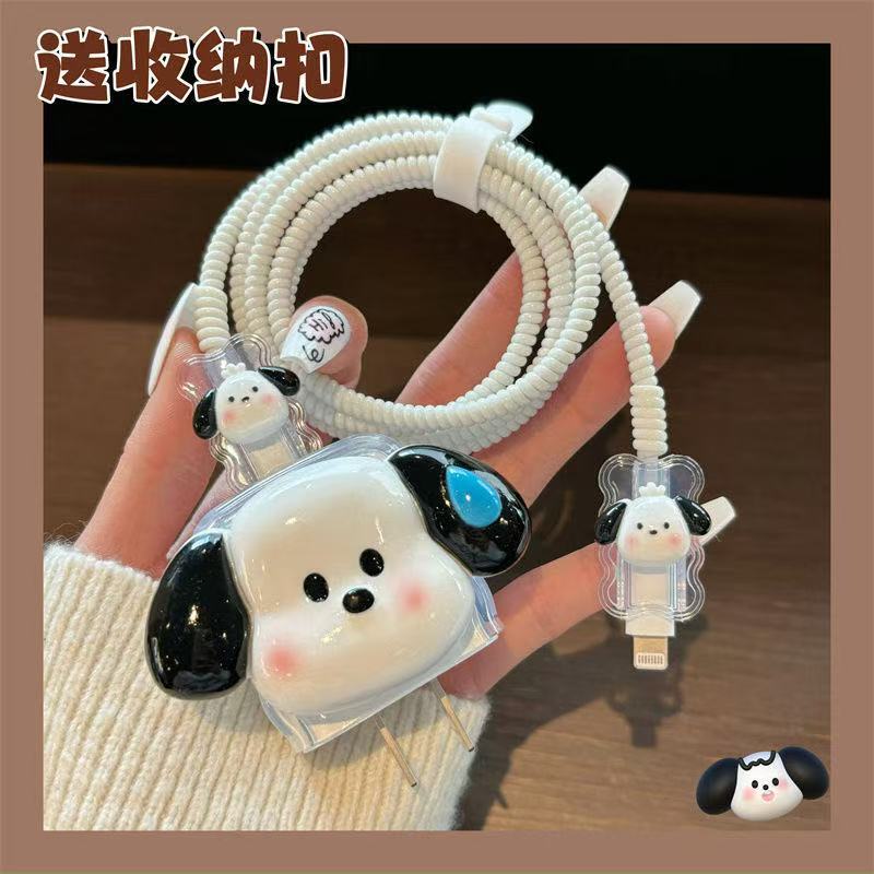 Sweat-Resistant Dog-Themed Protective Cover for Apple 20W Charger, 18W Charging Head, Data Cable Bite Protector to Prevent Breakage