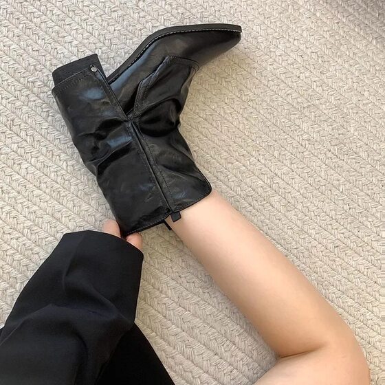 White Chunky Heel Heel Pointed Pants Boots Women's Spring and Autumn New Summer Black Western Cowboy Boots Fried Street Short Boots