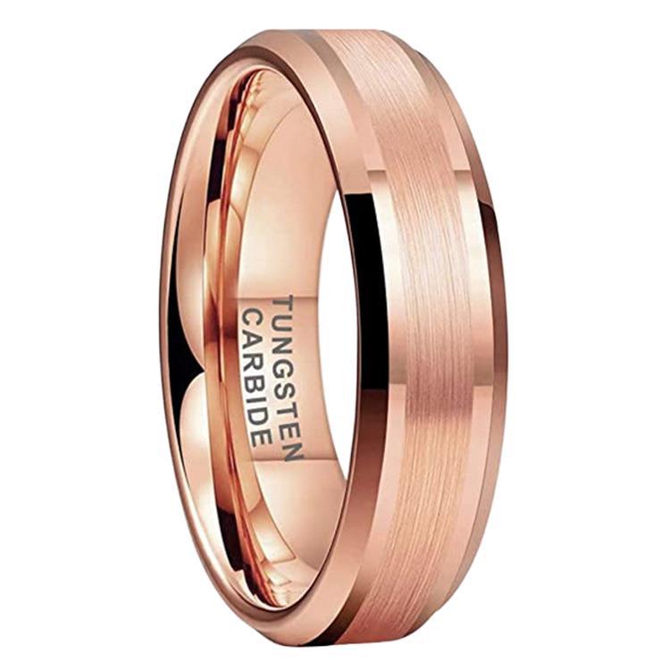 Tungsten Gold Men's Jewelry 6mm Wide Silver Black Gold Rose Rasha Chamfered Tungsten Steel Ring European and American Jewelry