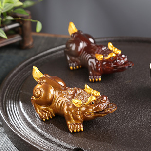 Color-changing General Jinchan Tea Pet Home Creative Ornaments Tea Set Accessories Tea Table Tea Tray Can Raising Water Spray Pi Xiu Tea Play