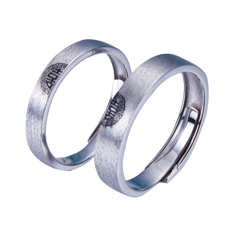 Doble Xi linmen pareja anillo de Plata de Ley 925 pareja de un par de anillo de horquilla dedo índice boca abierta retro anillo