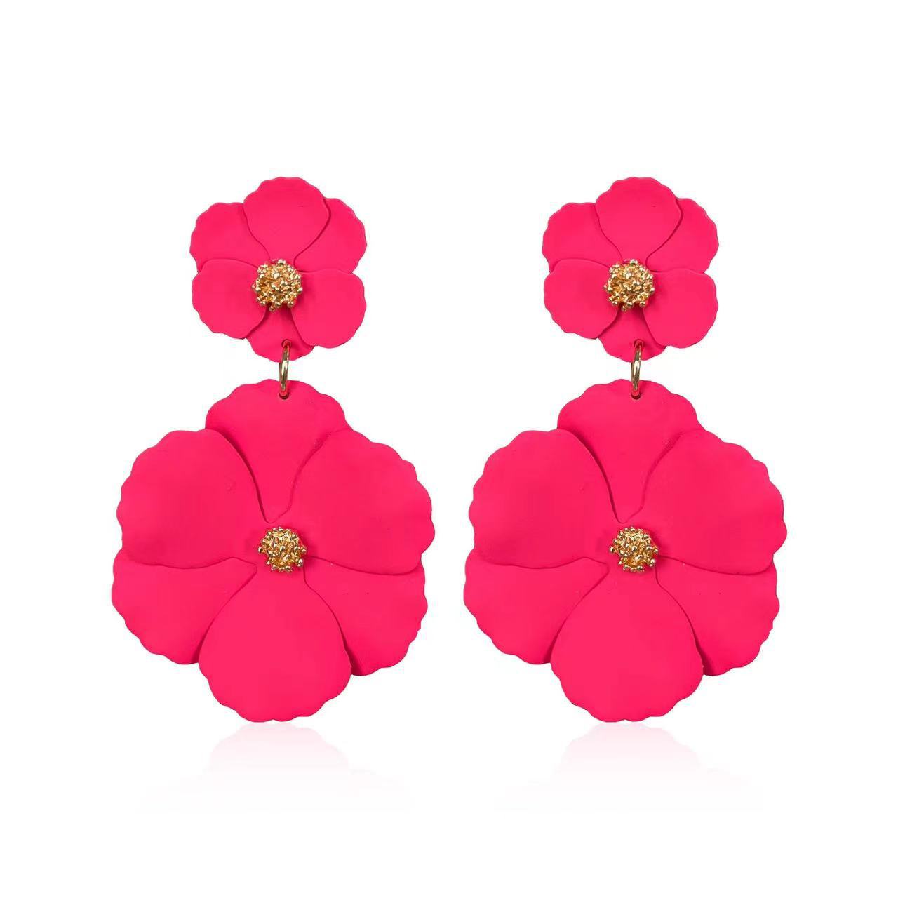Pendientes de flores de color europeos y americanos, moda creativa para mujer, pintura retro con spray, pendientes de flores multicolor para studs, opcional image 20