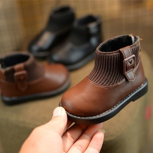 Girls' short boots non-slip 2023 Winter new baby girls' shoes cotton shoes fleece-lined warm cotton boots little children Martin boots