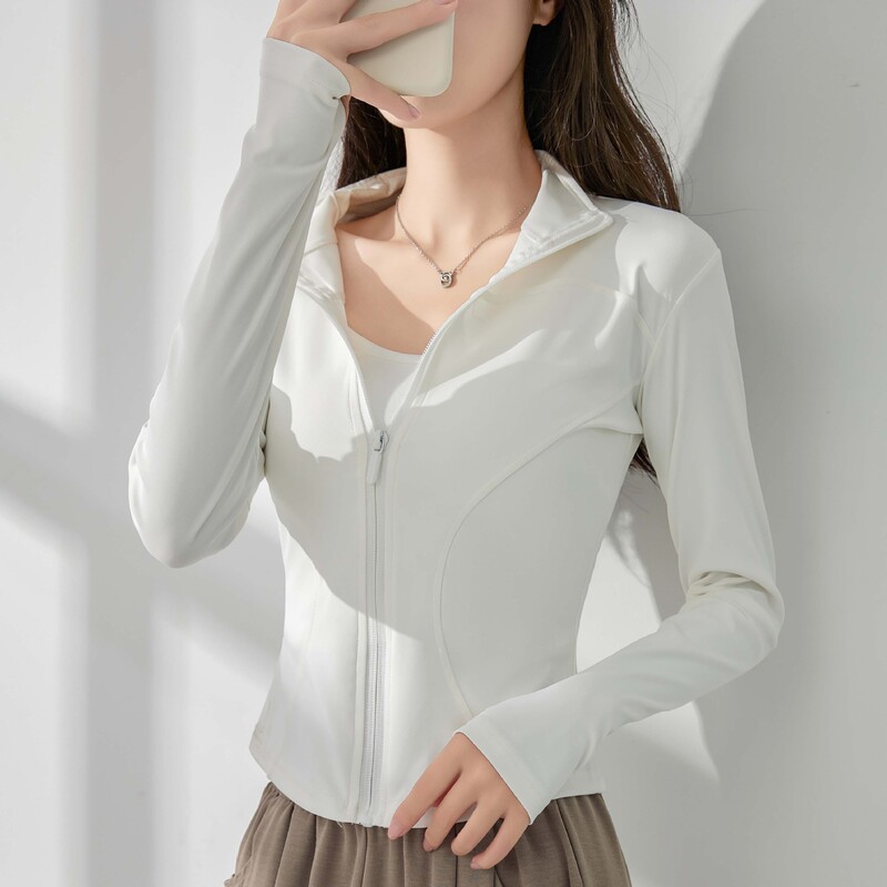 H668 Sports Yoga Jacket for Women 2026 New Long-Sleeved Outdoor Sun Protection Tight-Fitting Slimming Running Fitness Clothing Top