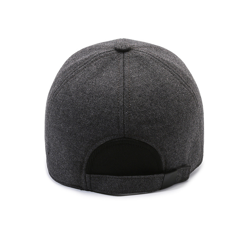 Embroidered Baseball Cap For Men Warm Winter Hat With Ear Flaps_voghion.com