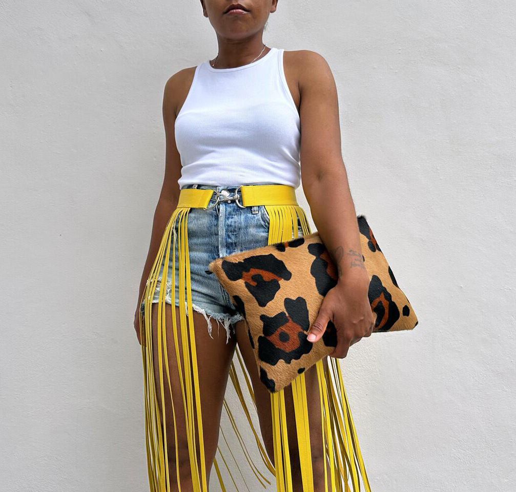 Punk Style Long Tassel Midi Skirt American Solid Color Below Knee Beach Style Thin Summer Skirt_ecoleips.com