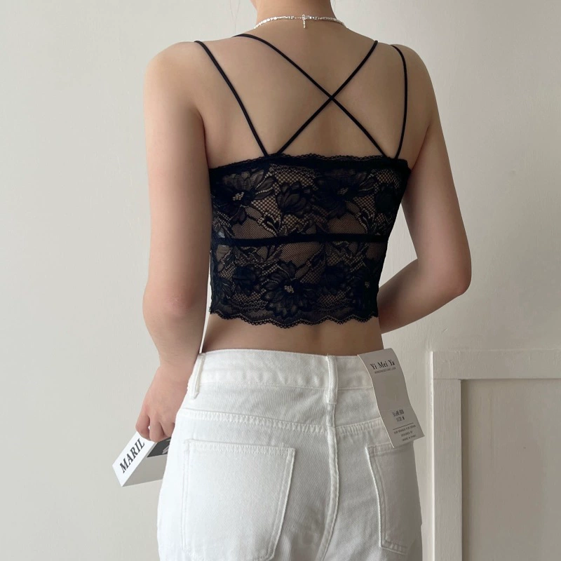 Lace tube top, underwear, protective underware, supporting wireless bra, thin top with cups